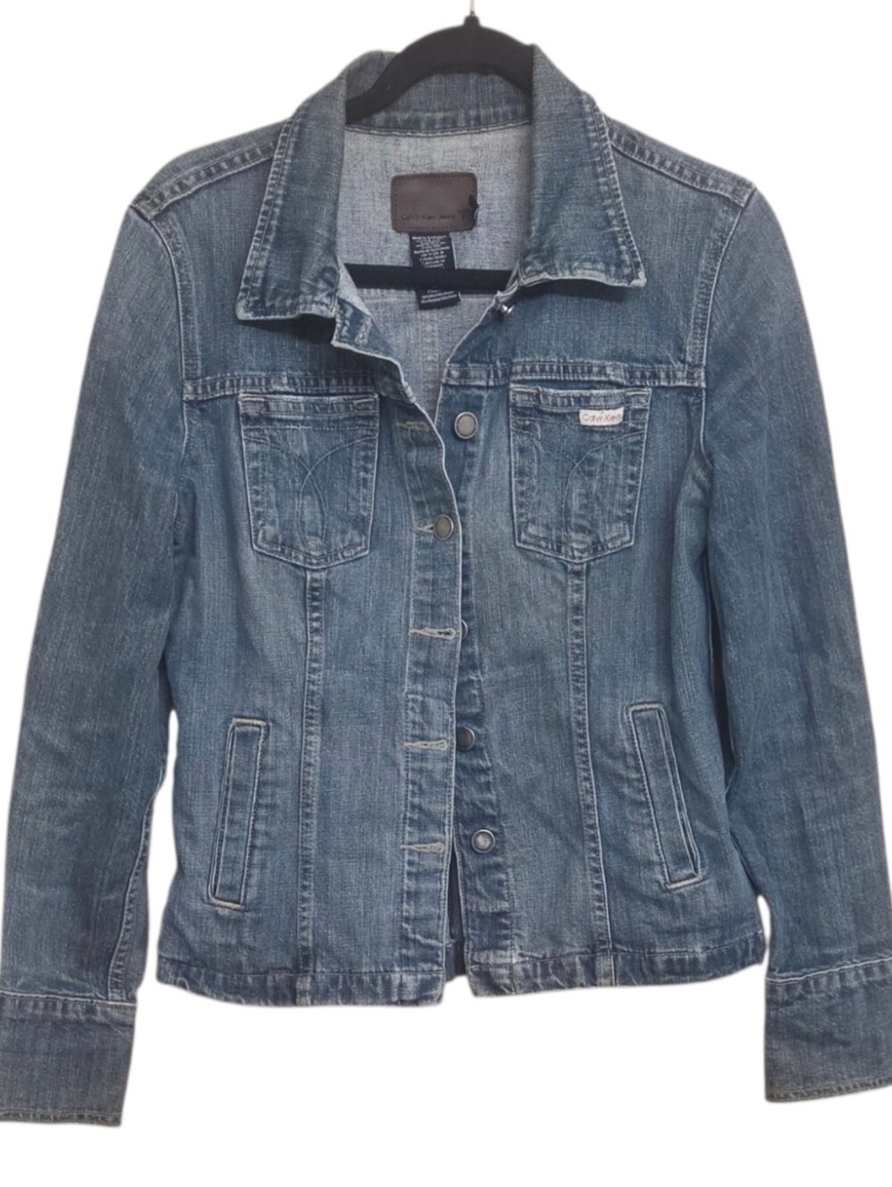 Calvin Klein Jeans Denim Jacket Large Faded Wash Y2K Trucker Style